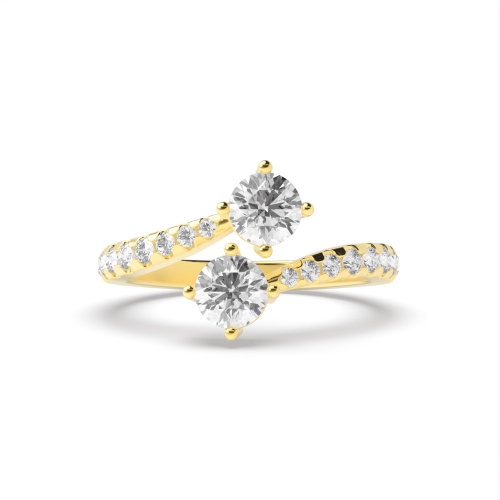 4 Prong Round Yellow Gold Side two Unique Engagement Rings
