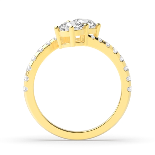 4 Prong Round Yellow Gold Side two Unique Engagement Rings