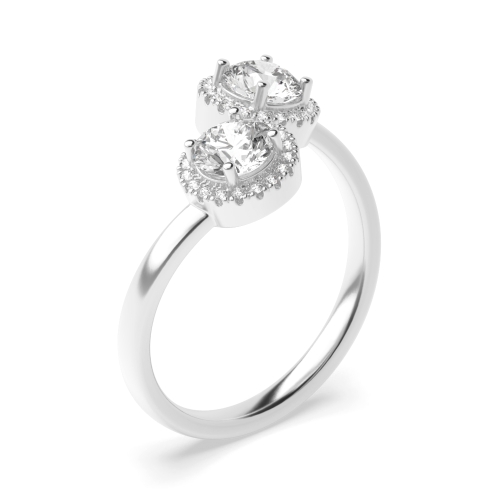 Buy 4 Prong Setting Round Shape Diamond Two Stone Ring - Abelini
