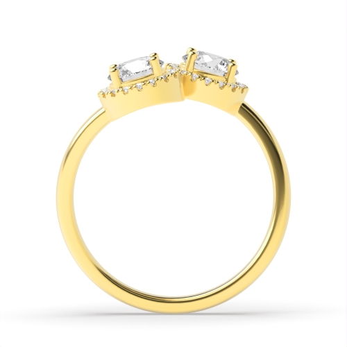 4 Prong Round Yellow Gold Halo Engagement Ring