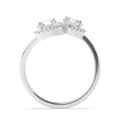 4 Prong Round Platinum 2 stone Halo Engagement Ring