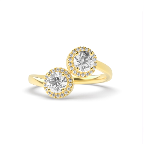 4 Prong Round Yellow Gold 2 stone Toi Et Moi Engagement Rings