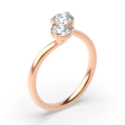 3 Prong Round Rose Gold Two Toi Et Moi Engagement Rings