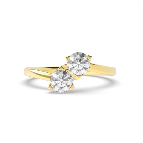 3 Prong Round Yellow Gold Two Unique Engagement Rings