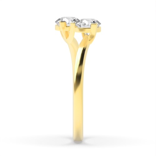 3 Prong Round Yellow Gold Two Unique Engagement Rings