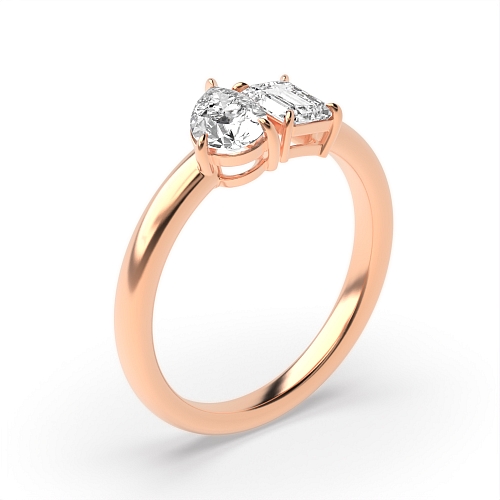 4 Prong Emerald/Pear Rose Gold And pear Toi Et Moi Engagement Rings