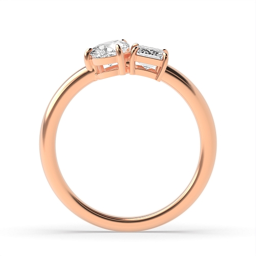 4 Prong Emerald/Pear Rose Gold And pear Toi Et Moi Engagement Rings
