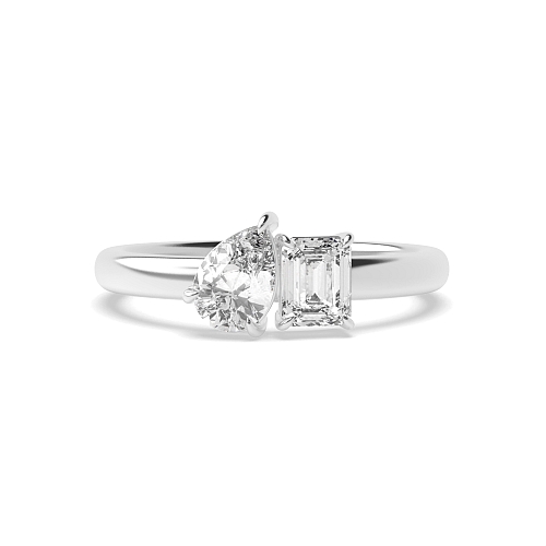 4 Prong Emerald/Pear And pear Lab Grown Diamond Engagement Rings