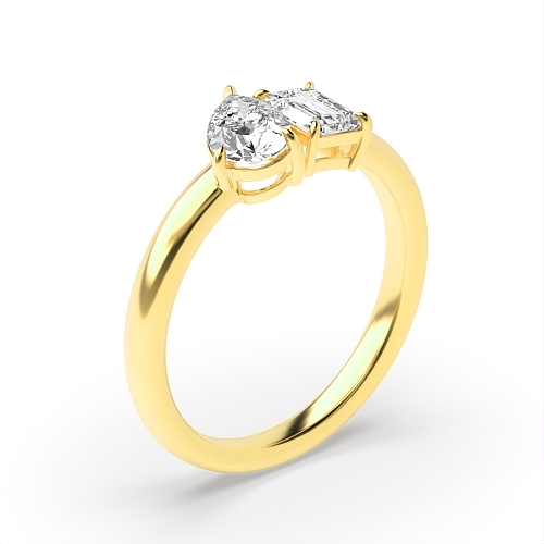 4 Prong Emerald/Pear Yellow Gold And pear Toi Et Moi Engagement Rings