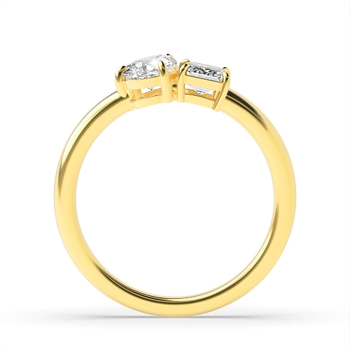 4 Prong Emerald/Pear Yellow Gold And pear Toi Et Moi Engagement Rings