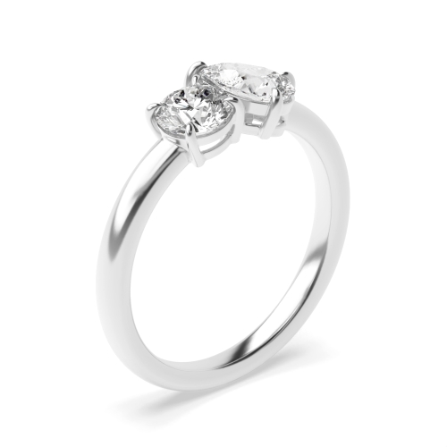 Prong Setting Pear And Round Shape Two Stone Rings - Abelini.Com