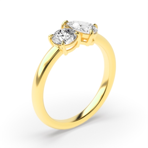 4 Prong Yellow Gold Unique Diamond Rings