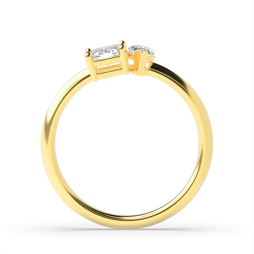 4 Prong Emerald Yellow Gold And marquise Unique Engagement Rings