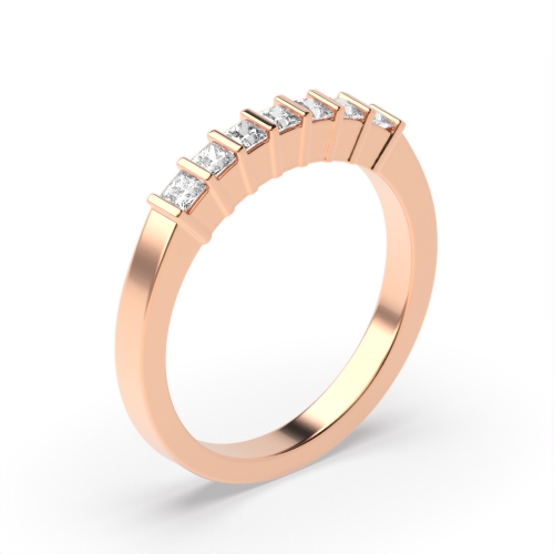 Channel Setting Princess Rose Gold Seven stone Diamond Rings