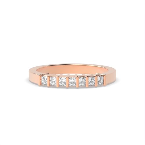 Channel Setting Princess Rose Gold Seven stone Diamond Rings