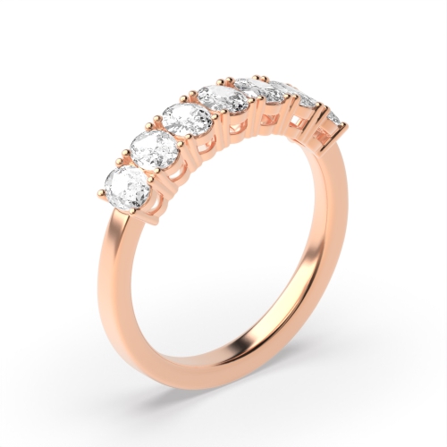 4 Prong Oval Rose Gold Seven Stone Diamond Rings