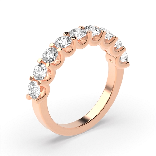 4 Prong Round Rose Gold U shaped claws Eternity Diamond Rings