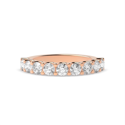 4 Prong Round Rose Gold U shaped claws Eternity Diamond Rings