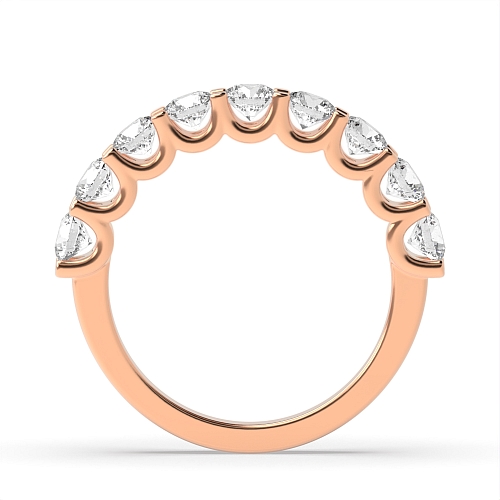 4 Prong Round Rose Gold U shaped claws Eternity Diamond Rings