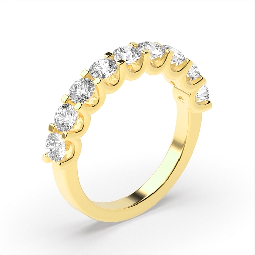 4 Prong Round Yellow Gold U shaped claws Eternity Diamond Rings