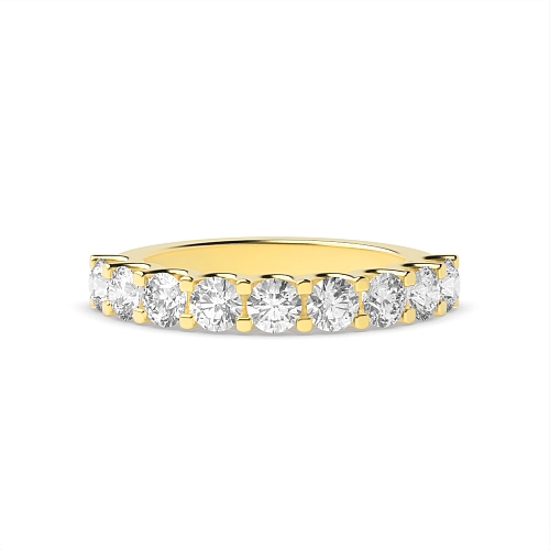 4 Prong Round Yellow Gold U shaped claws Eternity Diamond Rings