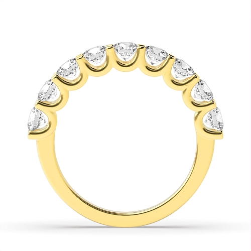 4 Prong Round Yellow Gold U shaped claws Eternity Diamond Rings