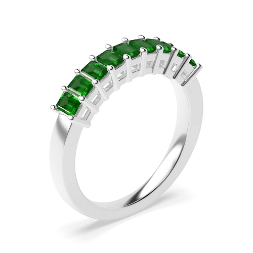 4 Prong Whisperglint Emerald Diamond Rings