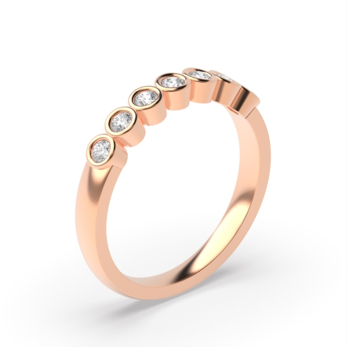 Bezel Setting Round Rose Gold Bubble shaped Diamond Rings