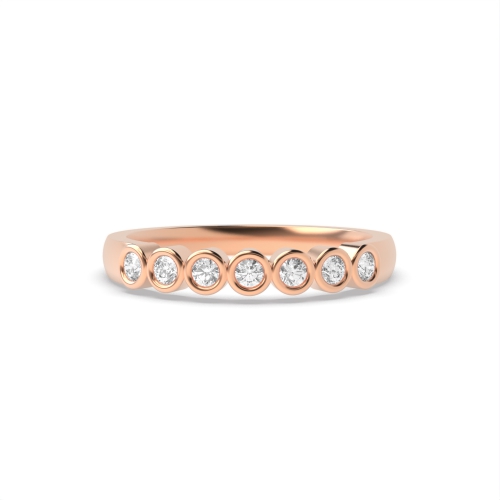 Bezel Setting Round Rose Gold Bubble shaped Diamond Rings