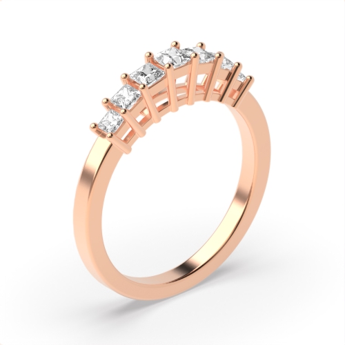 4 prong setting princess shape diamond seven stone ring