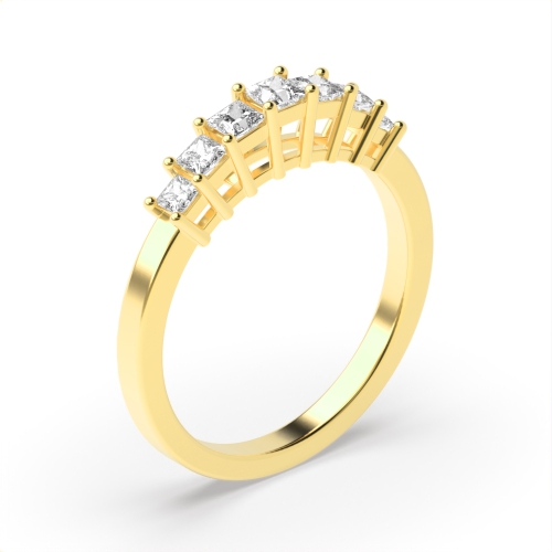 4 prong setting princess shape diamond seven stone ring