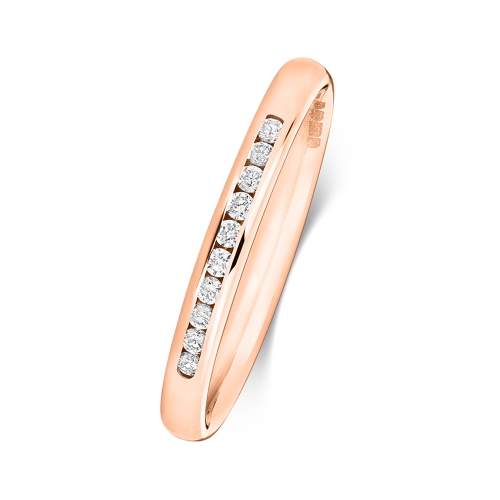 Channel Setting Round Rose Gold Orbithalfluster Eternity Engagement Rings
