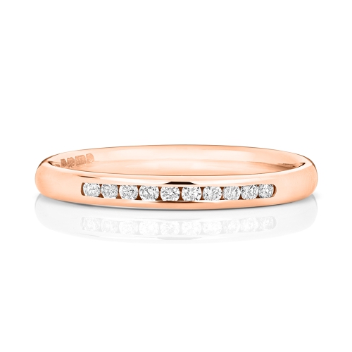 Channel Setting Round Rose Gold Orbithalfluster Eternity Engagement Rings