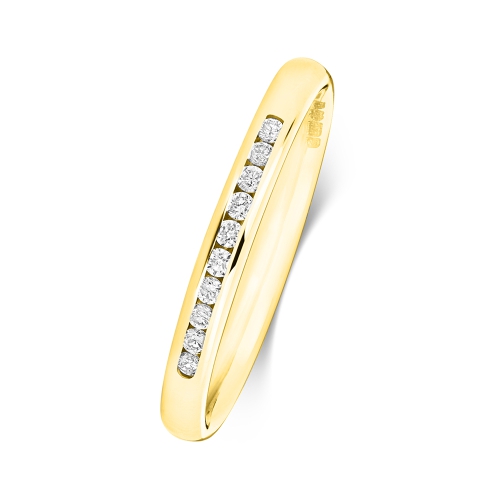 Channel Setting Round Yellow Gold Orbithalfluster Eternity Engagement Rings