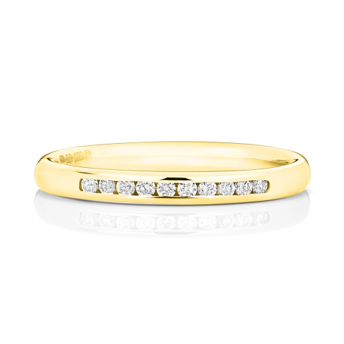 Channel Setting Round Yellow Gold Orbithalfluster Eternity Engagement Rings