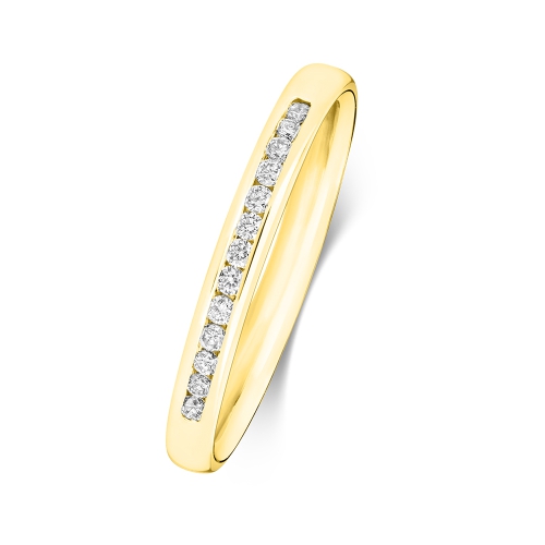 Channel Setting Round Yellow Gold Luminancehalfband Eternity Diamond Rings