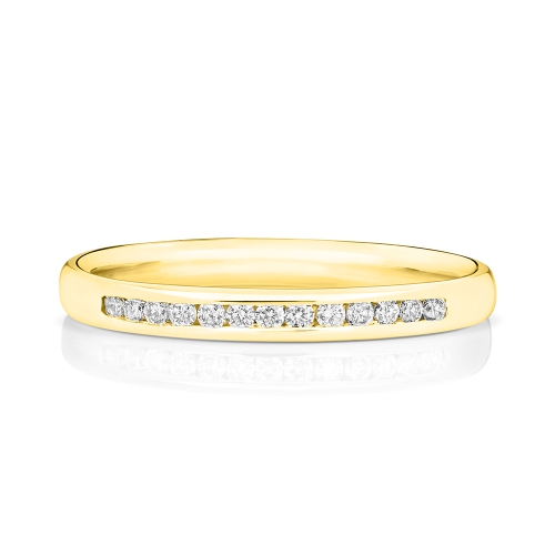 Channel Setting Round Yellow Gold Luminancehalfband Eternity Diamond Rings