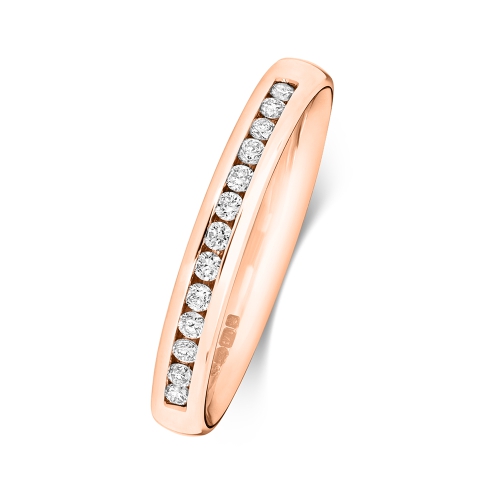 Channel Setting Round Rose Gold Gleam Eternity Engagement Rings