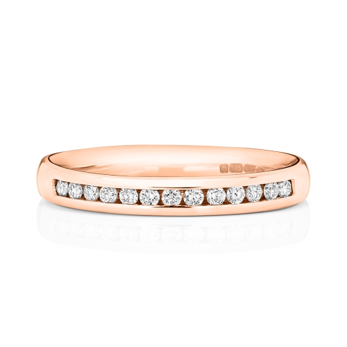Channel Setting Round Rose Gold Gleam Eternity Engagement Rings