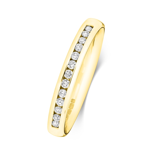Channel Setting Round Yellow Gold Gleam Eternity Engagement Rings