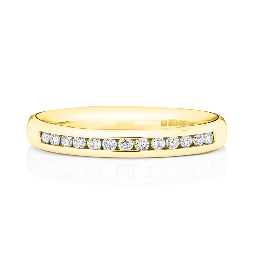 Channel Setting Round Yellow Gold Gleam Eternity Engagement Rings