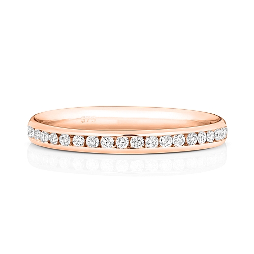 Channel Setting Round Rose Gold Fullglintorbit Eternity Diamond Rings
