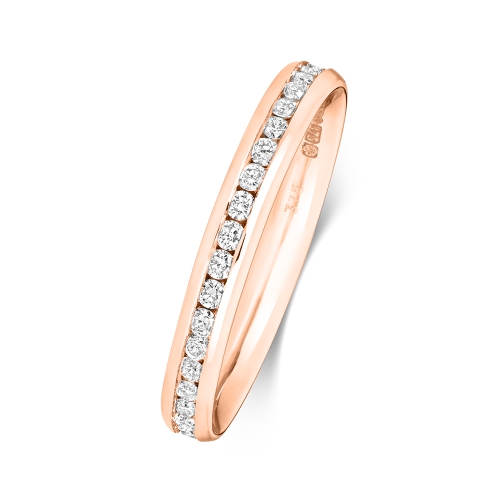 Channel Setting Round Rose Gold Auraflow Eternity Diamond Rings