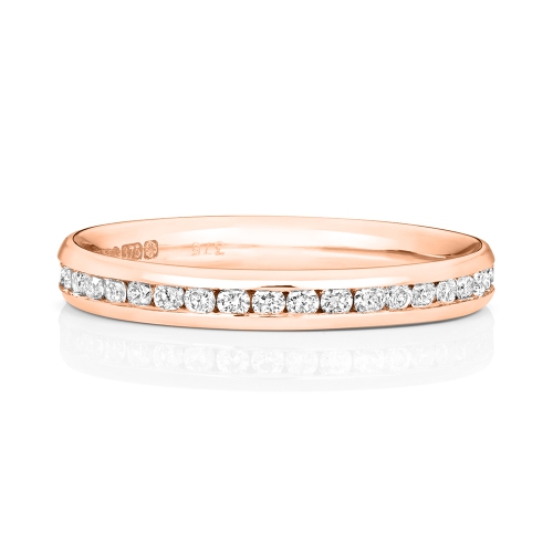 Channel Setting Round Rose Gold Auraflow Eternity Diamond Rings