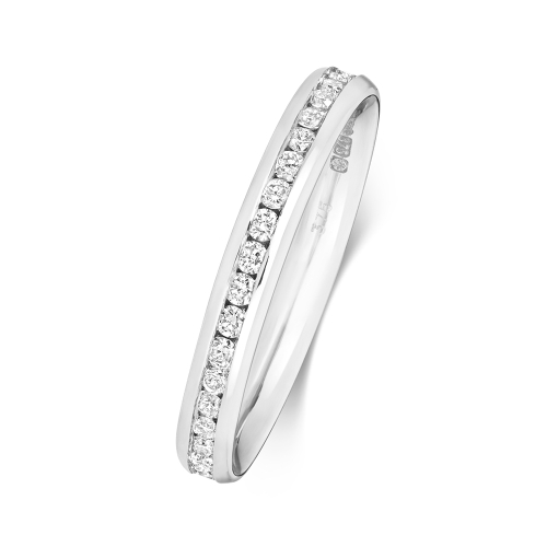 Channel Setting Round Auraflow Moissanite Eternity Diamond Rings
