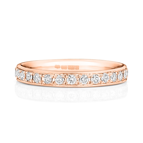 4 Prong Round Rose Gold Lusterhalfband Eternity Diamond Rings