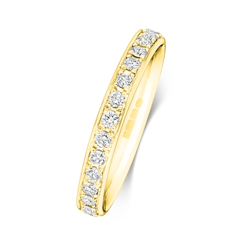 4 Prong Round Yellow Gold Lusterhalfband Eternity Diamond Rings