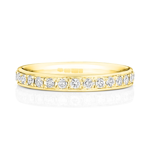 4 Prong Round Yellow Gold Lusterhalfband Eternity Diamond Rings