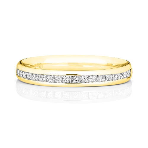 Channel Setting Princess Yellow Gold Marquiseseven Eternity Engagement Rings