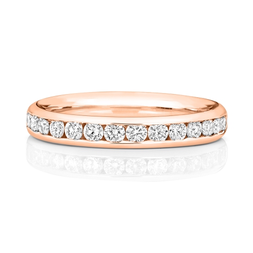 Channel Setting Round Rose Gold Crowned Eternity Diamond Rings